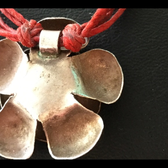 ๐ชธ STERLING SILVER CORAL ๐ชธ Sculptured Flower Boho CHOKER TAOS SOUTHWEST - Picture 5 of 16